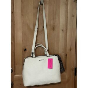 Betsey Johnson Skull Chalk White Satchel Bag NWT